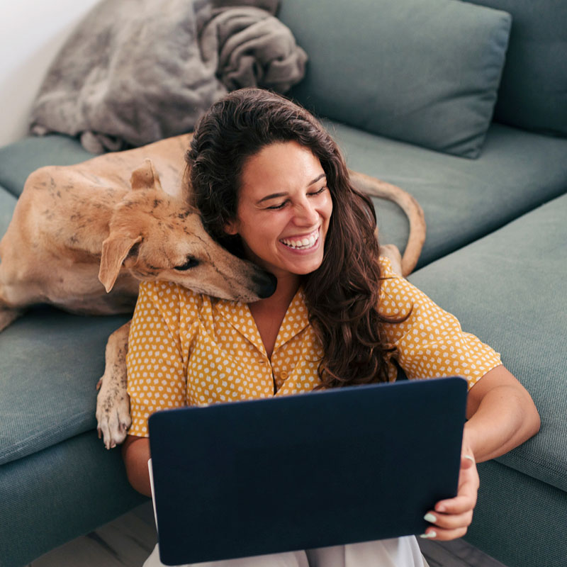 working at home from a laptop